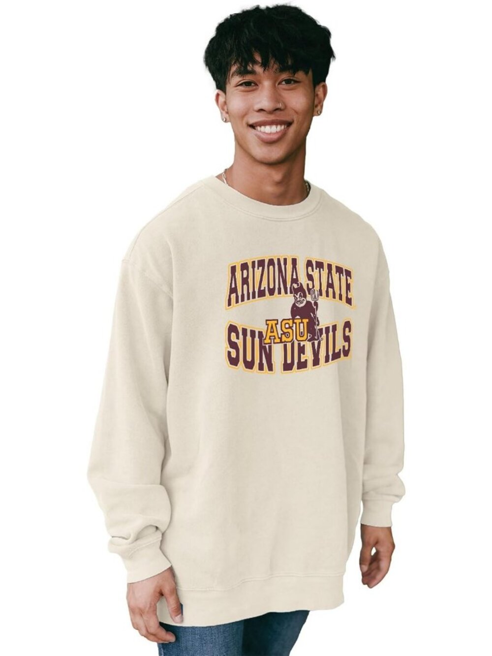 Vintage Ivory Crewneck Sweatshirt | NCAA Licensed | Soft Ringspun Fabric, Cozy